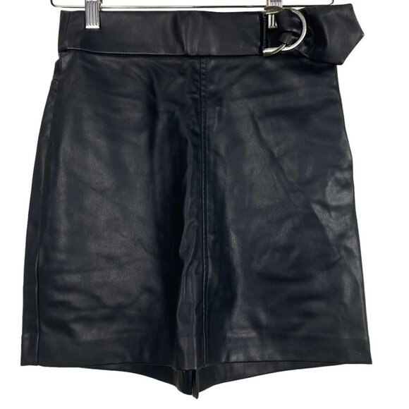 ZARA Faux Leather Black Skirt with Pockets Size XS - Picture 1 of 9